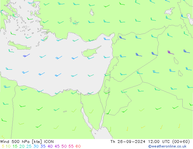 Wind 500 hPa ICON Th 26.09.2024 12 UTC