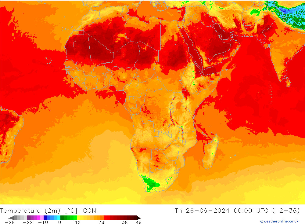 Temperatura (2m) ICON gio 26.09.2024 00 UTC