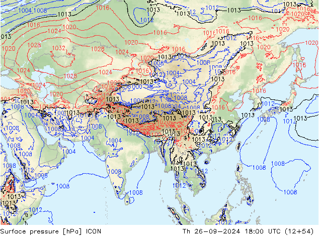 Surface pressure ICON Th 26.09.2024 18 UTC