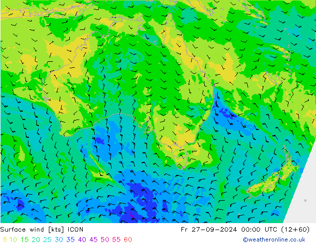 Surface wind ICON Fr 27.09.2024 00 UTC