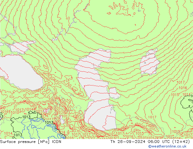 Surface pressure ICON Th 26.09.2024 06 UTC