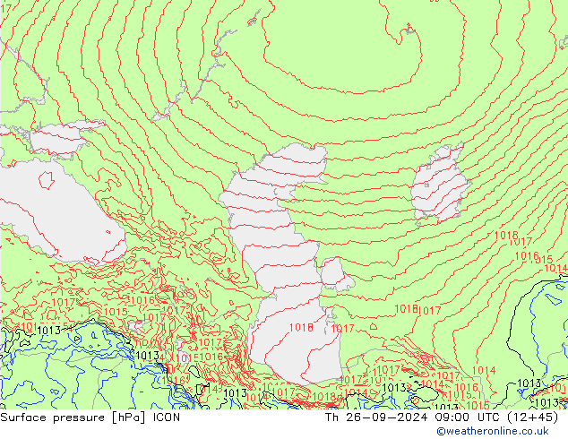 приземное давление ICON чт 26.09.2024 09 UTC