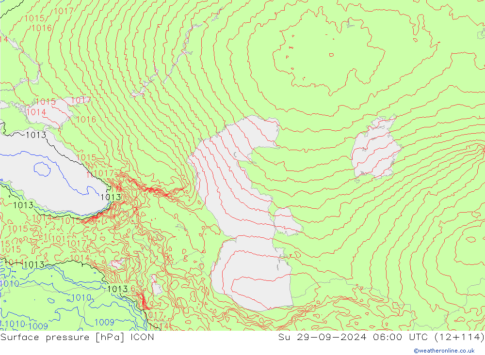 Yer basıncı ICON Paz 29.09.2024 06 UTC