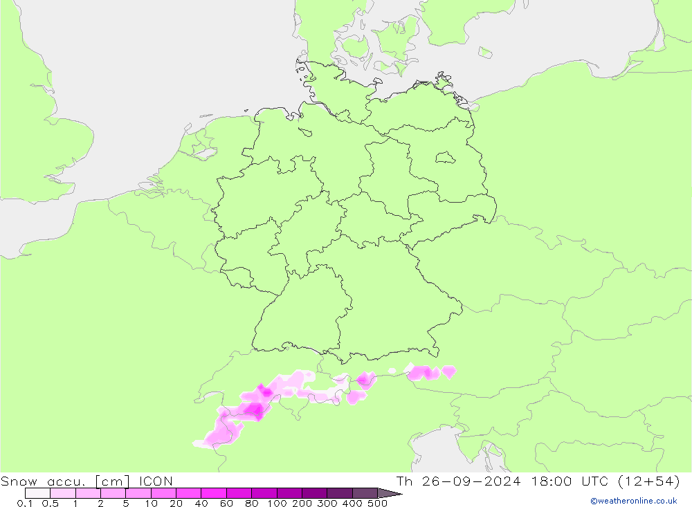 Snow accu. ICON Th 26.09.2024 18 UTC