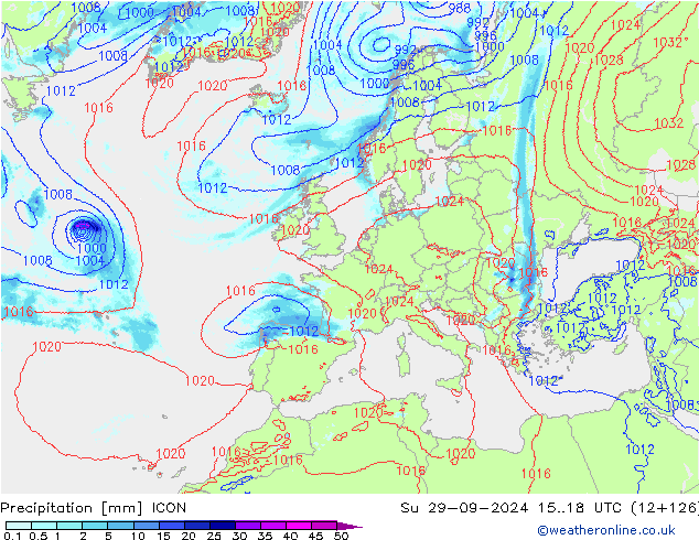 Neerslag ICON zo 29.09.2024 18 UTC