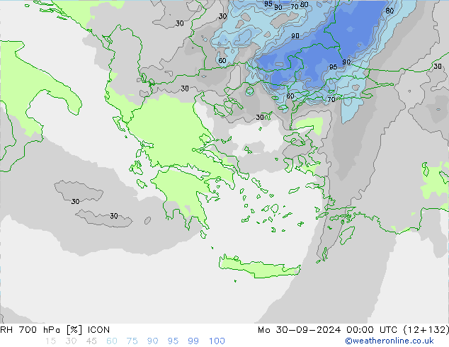 RH 700 hPa ICON Seg 30.09.2024 00 UTC