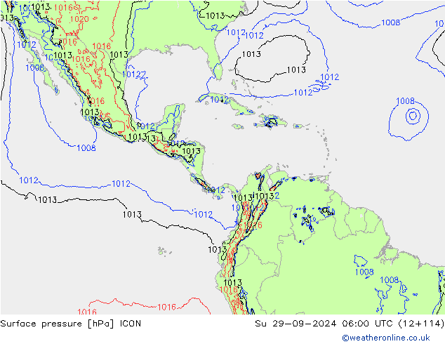 Yer basıncı ICON Paz 29.09.2024 06 UTC