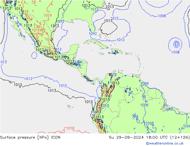 Pressione al suolo ICON dom 29.09.2024 18 UTC