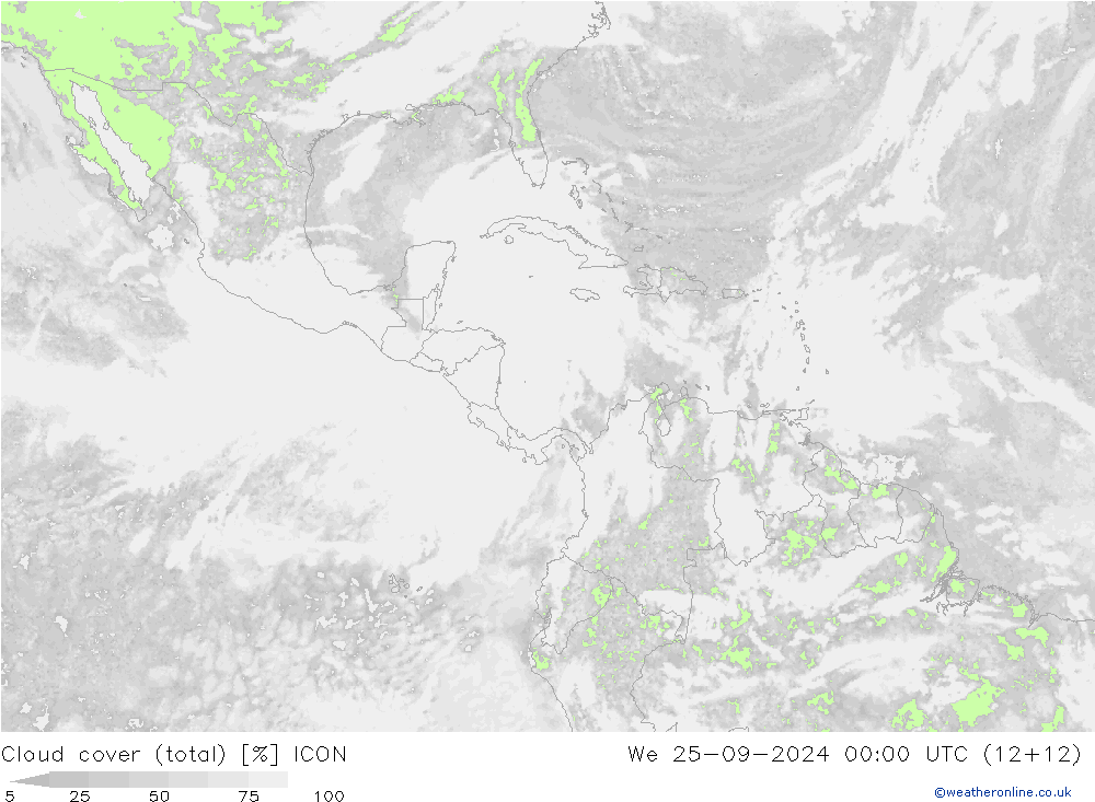 zachmurzenie (suma) ICON śro. 25.09.2024 00 UTC