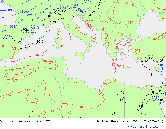 ciśnienie ICON czw. 26.09.2024 00 UTC