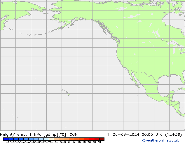 Height/Temp. 1 гПа ICON чт 26.09.2024 00 UTC