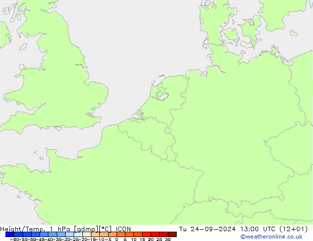 Height/Temp. 1 hPa ICON Tu 24.09.2024 13 UTC