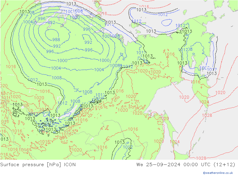 ciśnienie ICON śro. 25.09.2024 00 UTC