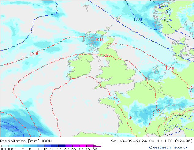 Precipitation ICON Sa 28.09.2024 12 UTC