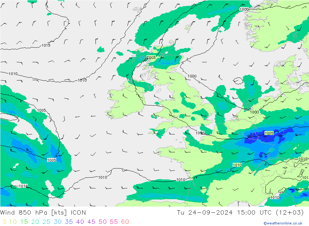 Wind 850 hPa ICON Tu 24.09.2024 15 UTC