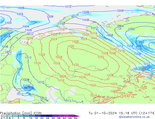 Yağış ICON Sa 01.10.2024 18 UTC