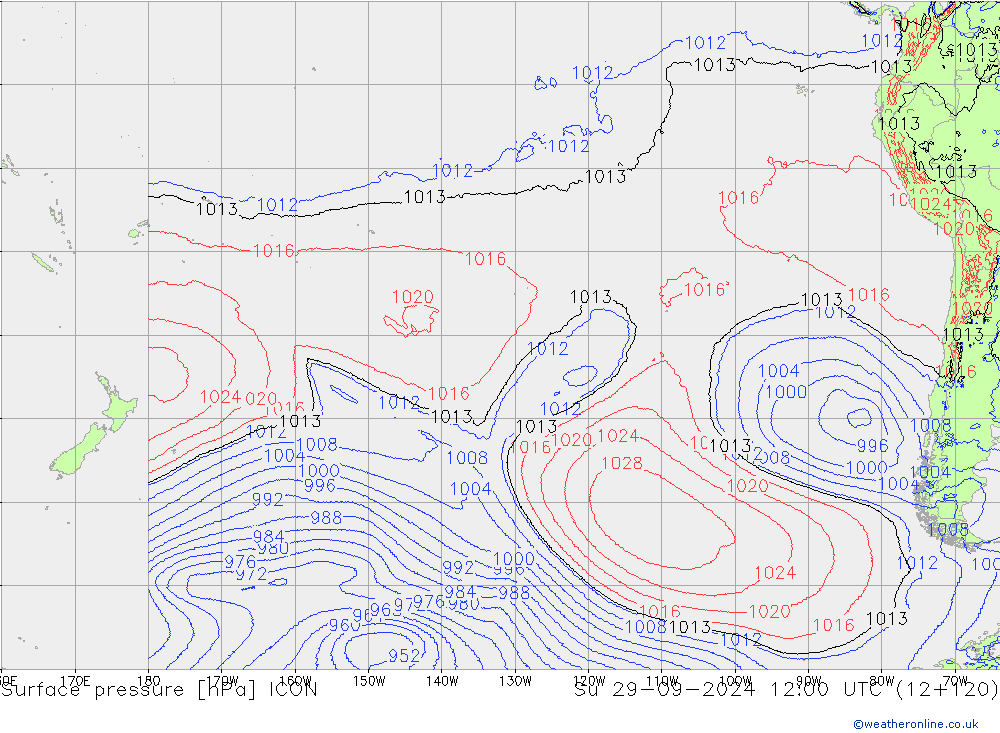 Atmosférický tlak ICON Ne 29.09.2024 12 UTC