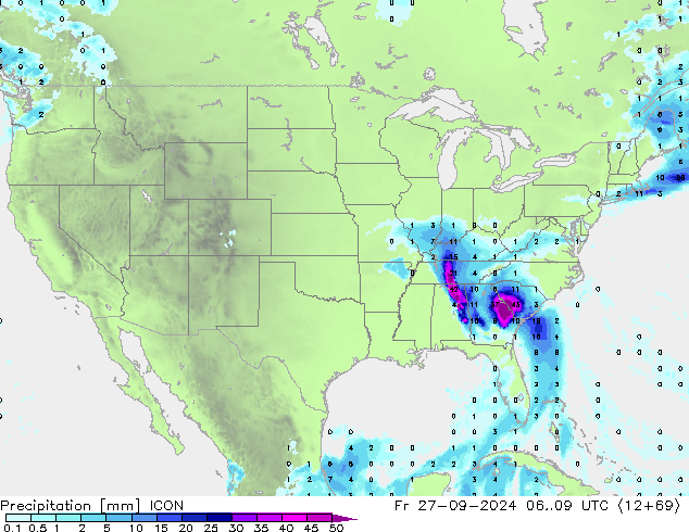 Precipitación ICON vie 27.09.2024 09 UTC