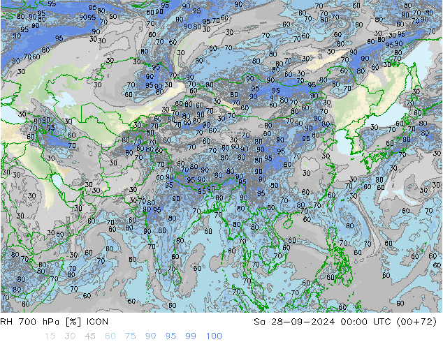 RH 700 hPa ICON so. 28.09.2024 00 UTC