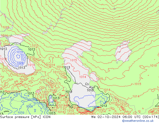 ciśnienie ICON śro. 02.10.2024 06 UTC