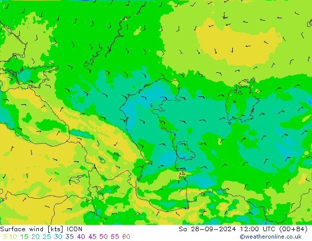 Surface wind ICON Sa 28.09.2024 12 UTC