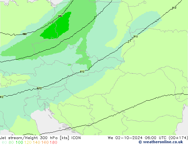 Courant-jet ICON mer 02.10.2024 06 UTC