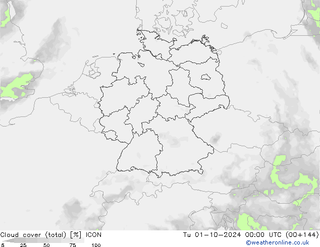 nuvens (total) ICON Ter 01.10.2024 00 UTC