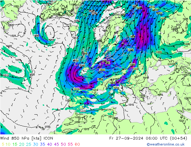 Wind 850 hPa ICON Pá 27.09.2024 06 UTC