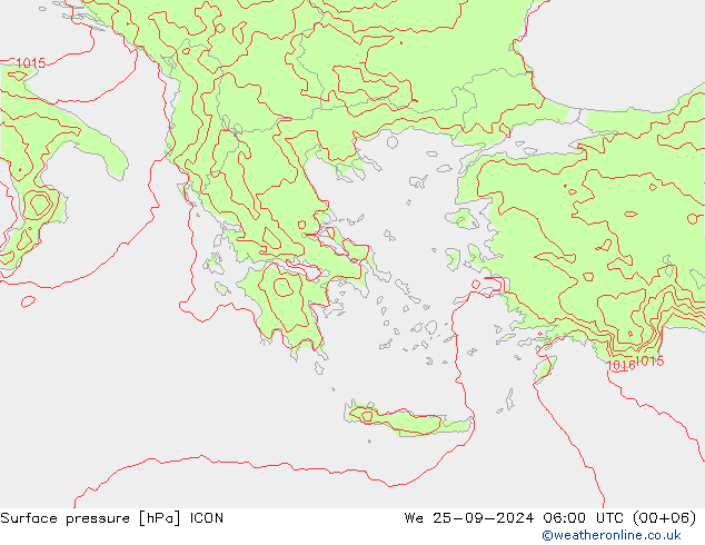 приземное давление ICON ср 25.09.2024 06 UTC