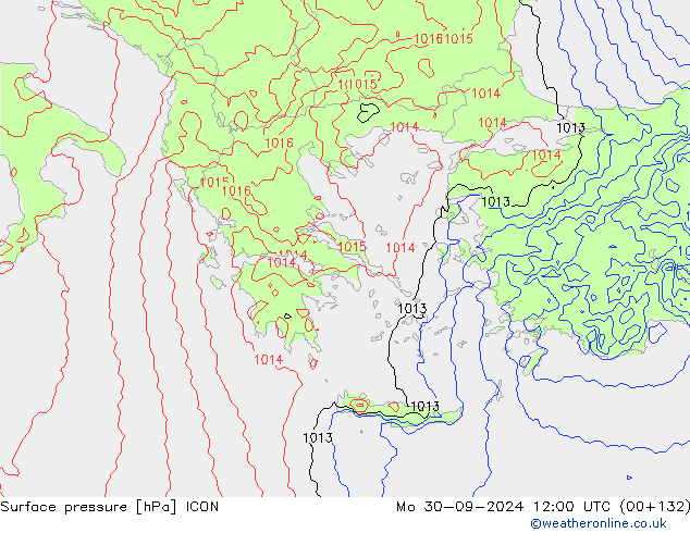 приземное давление ICON пн 30.09.2024 12 UTC