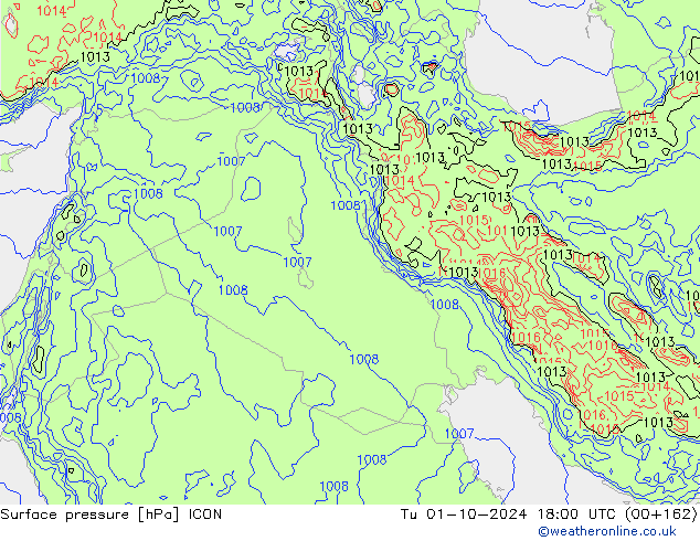 Presión superficial ICON mar 01.10.2024 18 UTC