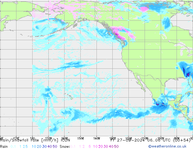 Rain/Snowfall rate ICON пт 27.09.2024 06 UTC