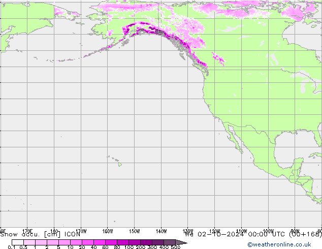 Totale sneeuw ICON wo 02.10.2024 00 UTC