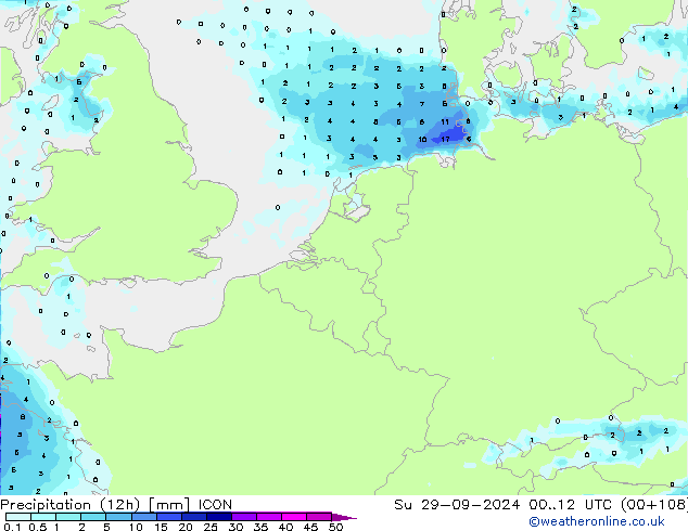 Precipitação (12h) ICON Dom 29.09.2024 12 UTC