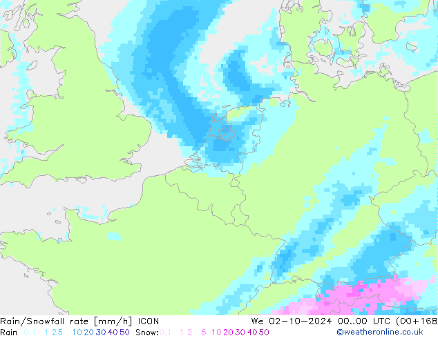 Rain/Snowfall rate ICON Qua 02.10.2024 00 UTC