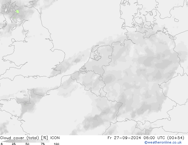 Wolken (gesamt) ICON Fr 27.09.2024 06 UTC