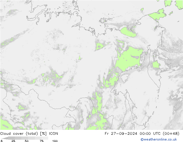 nuvens (total) ICON Sex 27.09.2024 00 UTC