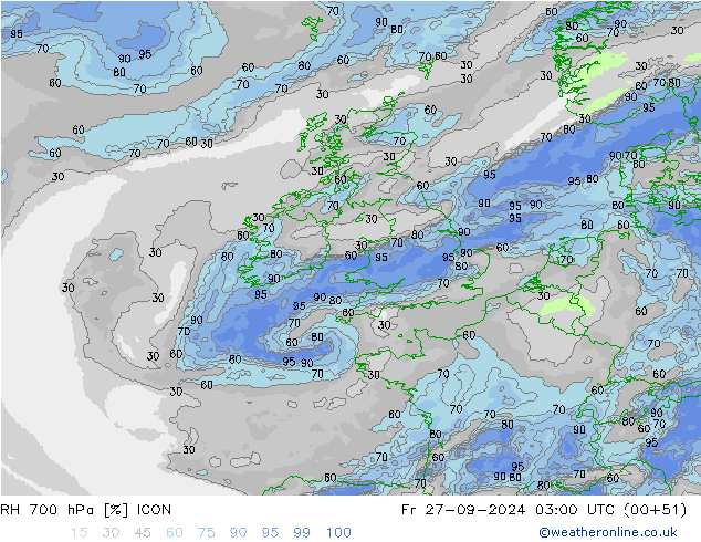 RH 700 hPa ICON Fr 27.09.2024 03 UTC