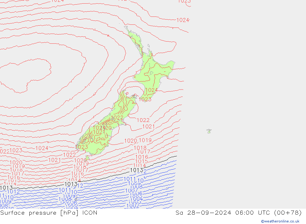 приземное давление ICON сб 28.09.2024 06 UTC