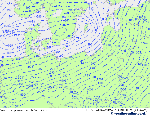 ciśnienie ICON czw. 26.09.2024 18 UTC