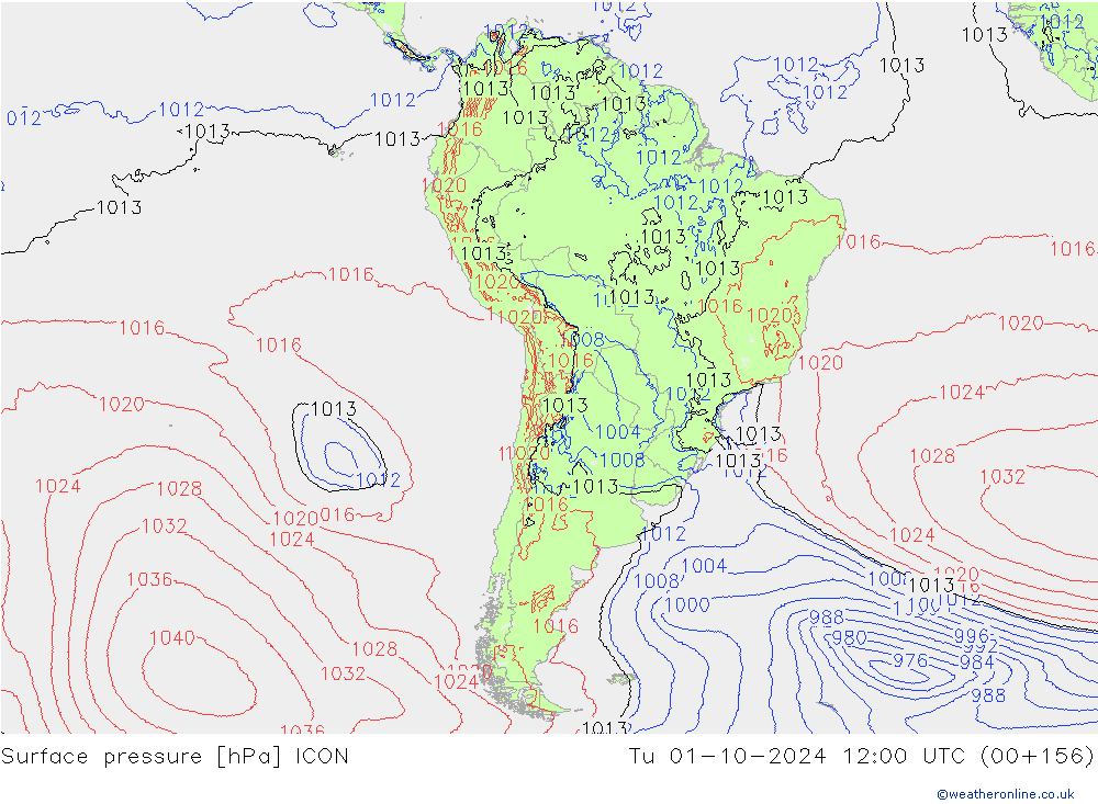 Bodendruck ICON Di 01.10.2024 12 UTC