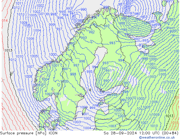 pression de l'air ICON sam 28.09.2024 12 UTC