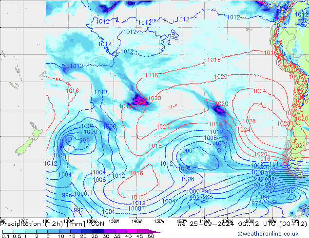 Précipitation (12h) ICON mer 25.09.2024 12 UTC