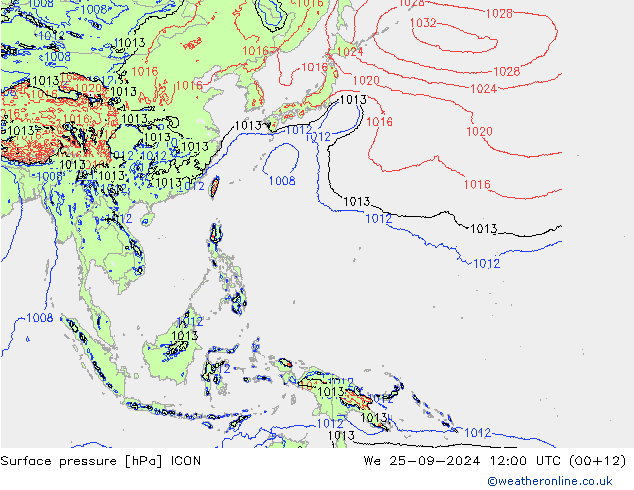 Surface pressure ICON We 25.09.2024 12 UTC