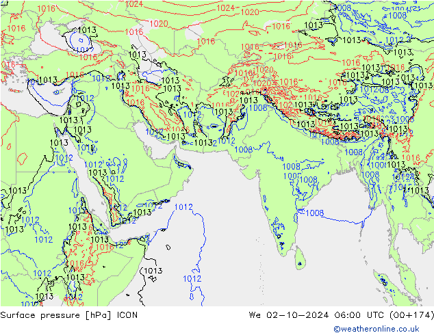 pression de l'air ICON mer 02.10.2024 06 UTC