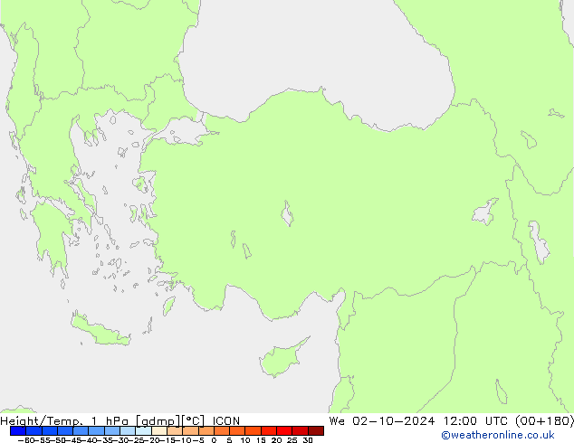 Hoogte/Temp. 1 hPa ICON wo 02.10.2024 12 UTC