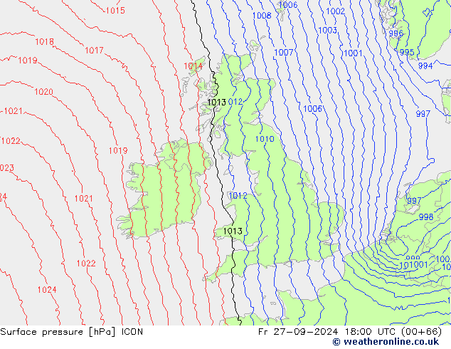 pression de l'air ICON ven 27.09.2024 18 UTC