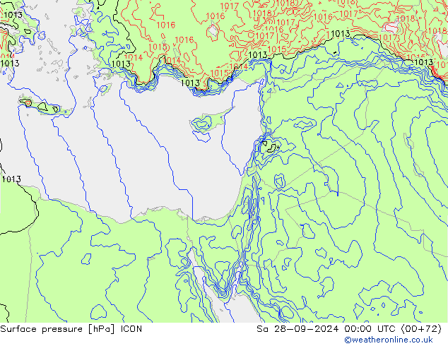 приземное давление ICON сб 28.09.2024 00 UTC