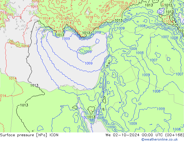 Luchtdruk (Grond) ICON wo 02.10.2024 00 UTC