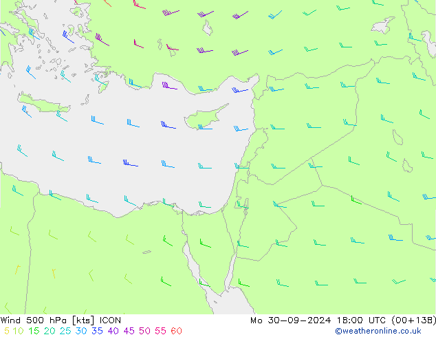 Wind 500 hPa ICON Mo 30.09.2024 18 UTC